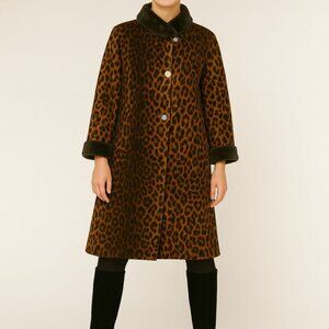 Vintage Leopard Faux Fur Jacket Winter Coat Whimsigoth Old Money Size Medium